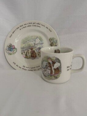 Wedgwood of Etruria Beatrix Potter Mrs. Tiggy Winkle Child's Cup & plate #4066